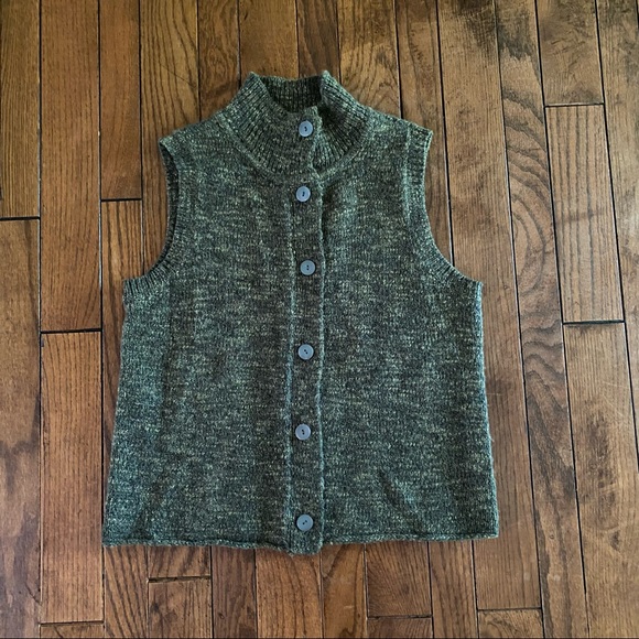 J Jill wool sweater button front collared vest fall layered cozy - Picture 3 of 6